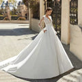 Elegant Wedding Dresses For Woman Vestidos De Novia V Neck Lace Long Sleeves Satin Bridal Gown Illusion Back Bride by payinti