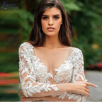 Graceful Wedding Dresses Bobo Illusion Long Sleeves Women Appliqued Lace Bridal Gowns Sexy Tulle فستان حفلات الزفاف by payinti
