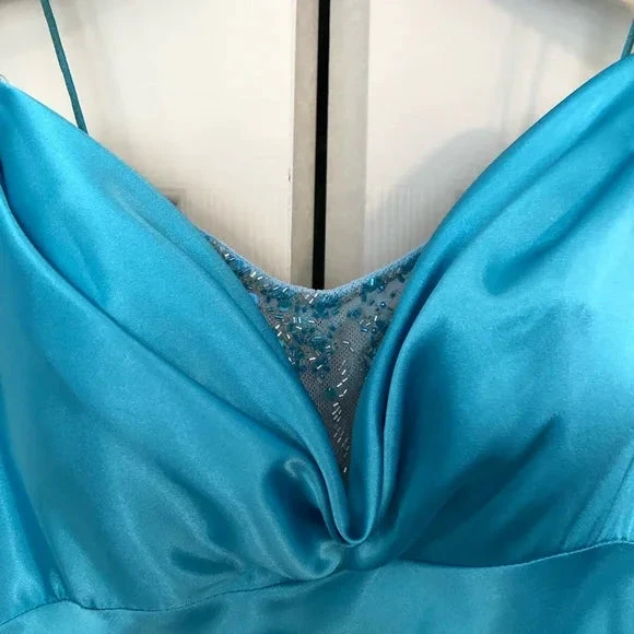 Simple Blue Spaghetti Straps Satin Mermaid Evening Dress Formal Prom Dress Y8404 by simplepromdress