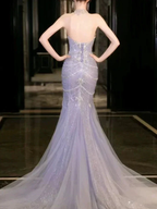 Gorgeous Lilac Tulle Beaded Wedding Prom Dress Mermaid Evening Dress Y8057 by simplepromdress