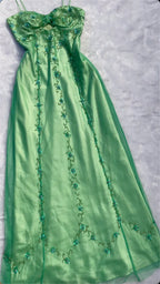 Elegant Green Tulle Beaded Long Prom Evening Dress Y8298 by simplepromdress