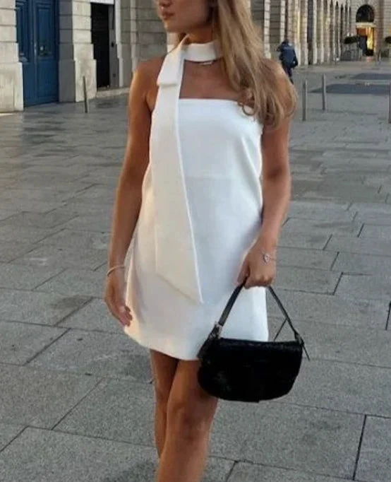 Women's White Strapless Mini Dress White Short Homecoming Dress Y1999 by simplepromdress