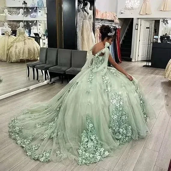 Women's Spaghetti Quinceanera Ball Gown Lace Applique for Sweet 15 16 Dresses Y3038 by simplepromdress