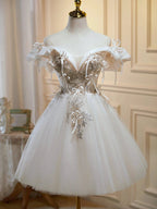 Chic Off The Shoulder V Neck Tulle Short Homecoming Dresses by Cicinia