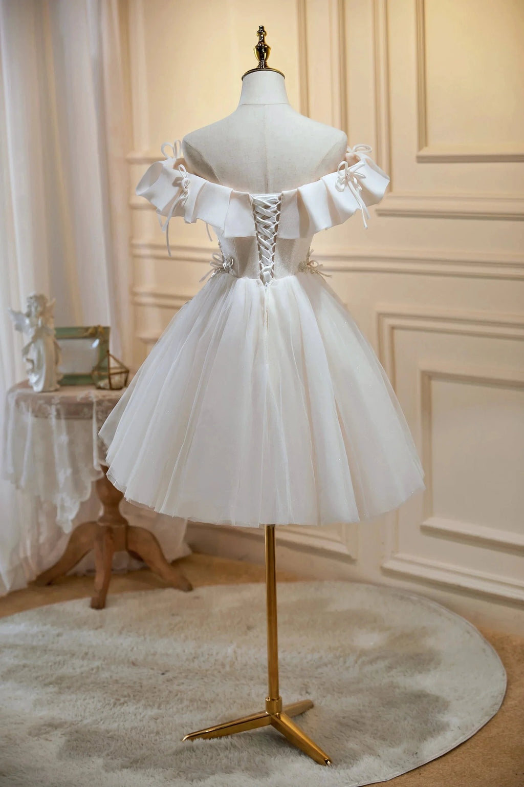 Chic Off The Shoulder V Neck Tulle Short Homecoming Dresses by Cicinia