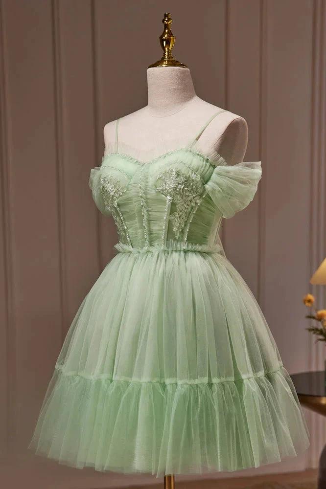 Ball Gown Spaghetti Straps Tulle Short/Mini Homecoming Dresses by Cicinia