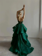 Sparkly Evening Dress Green Corset A-line Evening Gown Y6339 by simplepromdress