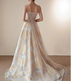 A-line Embroidered Flowers Tulle Prom Dress Stunning Evening Dress Y287 by simplepromdress