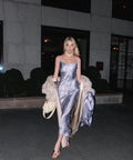 Chic Satin Print Spaghetti Straps Prom Dress Evening Dress Y8215 by simplepromdress