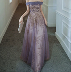 Dreamy Purple Prom Dress off Shoulder Evening Dress Elegant Long Banquet Dress Sleeveless Party Dress Girl Graduation Dress Y4286 by simplepromdress