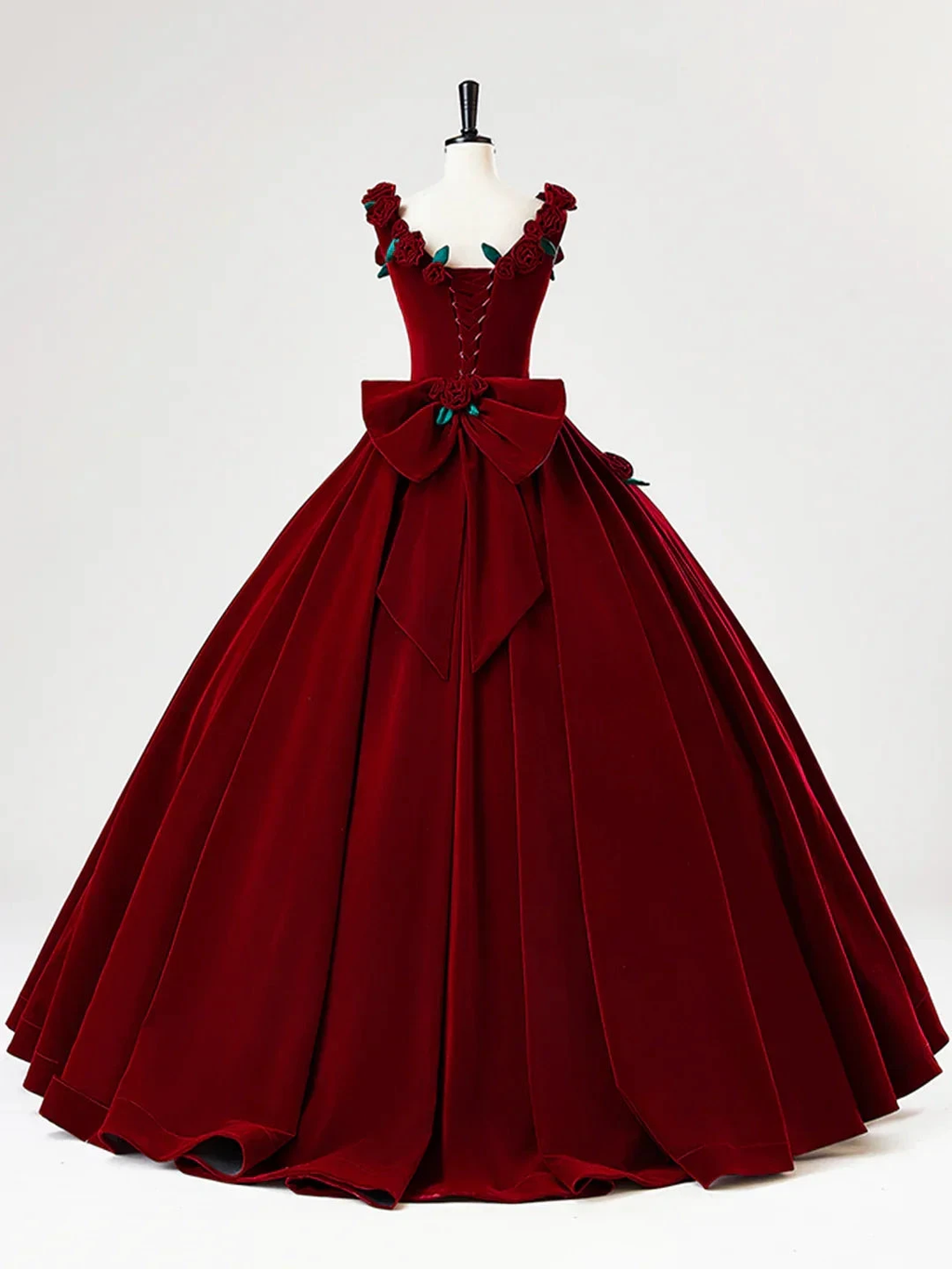 Beautiful Burgundy Velvet Quinceanera Dress Birthday Ball Gown With Rose Flowers Y7750 by simplepromdress