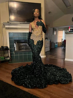 Luxurious Green Sequins Mermaid Evening Dress Green Gala Dress Y6345 by simplepromdress