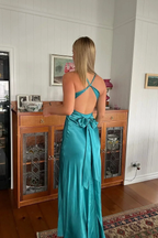 Sexy V Neck Backless Long Prom Dress Green Evening Gown Y7973 by simplepromdress