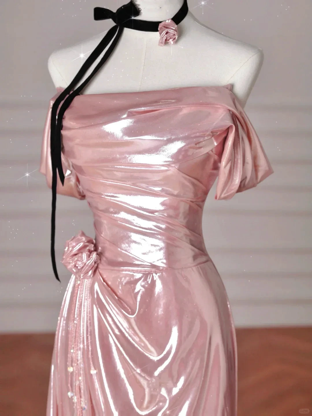 Gorgeous Pink Off The Shoulder Satin Mermaid Long Prom Dress Evening Dress Y8630 by simplepromdress