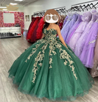 Green Swetheart Quinceanera Dresses Birthday Prom 3D Flowers Ball Gown Y4437 by simplepromdress