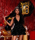 Sexy Black Sparkling Short Homecoming Dresses Back Open Tiered Sequin Graduation Gown Parties Night Y4111 by simplepromdress