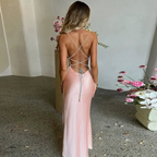 Sexy Pink Mermaid Long Prom Dress,Backless Pink Evening Dress Y1933 by simplepromdress