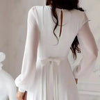 A Line Chiffon Wedding Dresses White Dresses Womens vestidos boda playa vestidos de boda Elopment Full Sleeve Simple by payinti