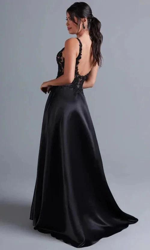 Lace Bodice Long Black A Line Prom Dress SYP75 by vivymakudress