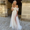 Lace Boho High Fork Wedding Dresses A Line Off The Shoulder Beach Sweetheart Bride Dresses Custom Made To Measures Floor Length by payinti