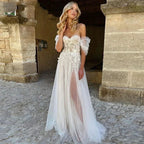Lace Boho High Fork Wedding Dresses A Line Off The Shoulder Beach Sweetheart Bride Dresses Custom Made To Measures Floor Length by payinti