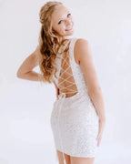 One Shoulder Red Short Homecoming Dress SYH23 by vivymakudress