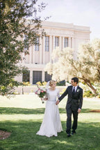 Lace A-Line Beading Ivory Half Sleeve Wedding Dress WD145 by pgmdress