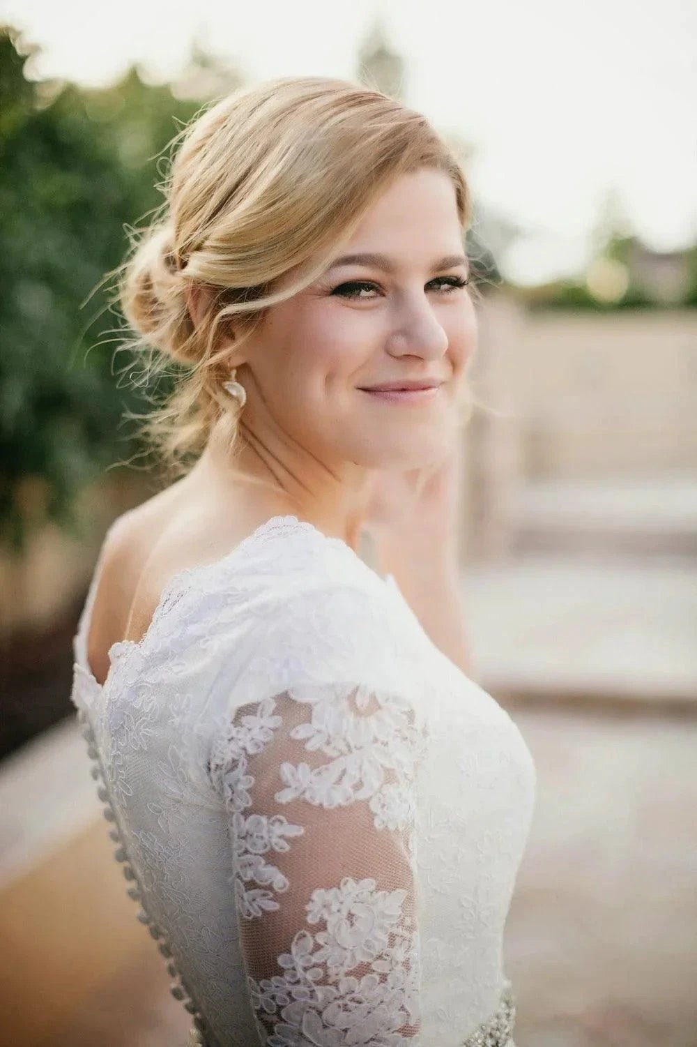 Lace A-Line Beading Ivory Half Sleeve Wedding Dress WD145 by pgmdress