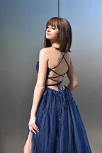 Lace Tulle Long Prom Dress with Split SYP13 by vivymakudress