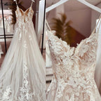 Spaghetti Straps Lace Wedding Dress Open Back Civil Bridal Bohemian Wedding Gowns Vestidos de Nova