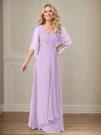 A-Line V-Neck Long Sequins Chiffon Mother Dress by Dreamylily