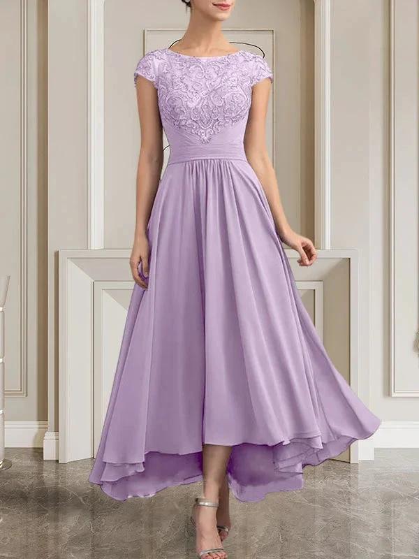 A-line Scoop Floor-Length Lace Chiffon Mother of the Bride Dress With Sequins by Dreamylily