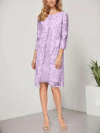 A-line Scoop Knee-Length Chiffon Lace Mother of the Bride Dress With Jacket by Dreamylily