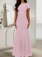 Dark Navy Mermaid Scoop Sequins Tulle Dress by Dreamylily