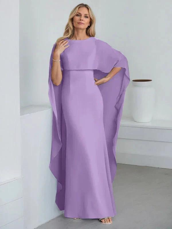 Sheath Scoop Floor-Length Chiffon Mother of the Bride Dress With Cascading Ruffles by Dreamylily