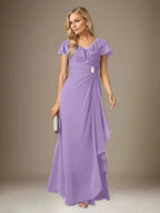Stormy A-Line V-Neck Ruched Chiffon Dress by Dreamylily