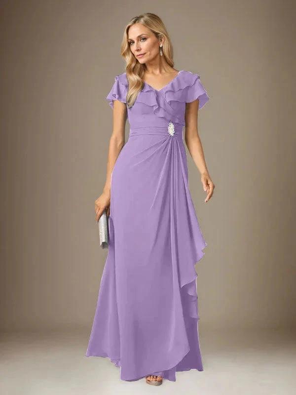 Stormy A-Line V-Neck Ruched Chiffon Dress by Dreamylily