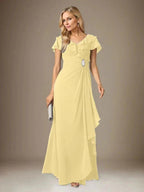 Stormy A-Line V-Neck Ruched Chiffon Dress by Dreamylily