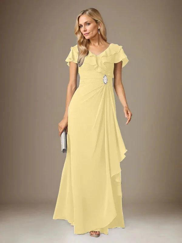 Stormy A-Line V-Neck Ruched Chiffon Dress by Dreamylily