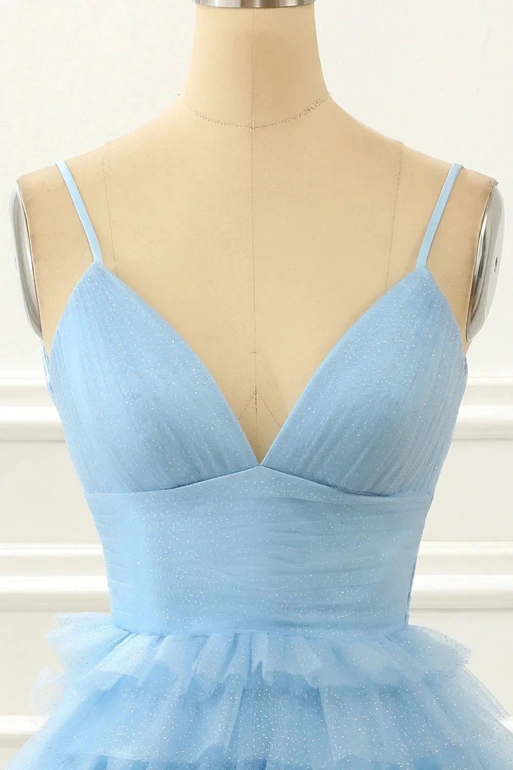 Light Blue A-Line Cute Short Homecoming Dress With Ruffles PD480 by pgmdress