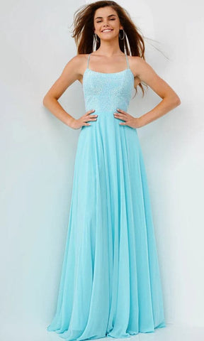 Vestido de fiesta de gasa azul claro SYP76