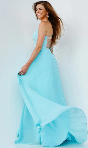 Vestido de fiesta de gasa azul claro SYP76