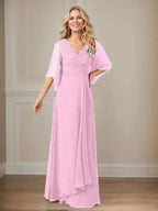A-Line V-Neck Long Sequins Chiffon Mother Dress by Dreamylily