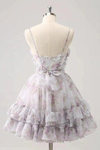Lilac Floral Homecoming Dress Cute Homecoming Dress With Hole PD561 by pgmdress