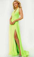 Lime Green Halter Dress SYP77 by vivymakudress