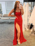 Alayna |Mermaid Spaghetti Straps Long Sequins Prom Dress by KissProm