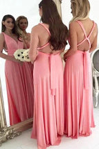 Long Chiffon Plus Size Light Coral Bridesmaid Dresses BD117 by pgmdress