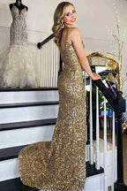 Square Neck Prom Dress With High Slit SYP149 by vivymakudress