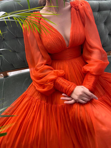 Vestido de fiesta largo con mangas abullonadas, vestidos formales SYP25