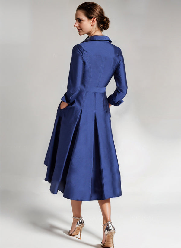 A-Line/Princess V-Neck Tea-Length Mother of the Bride Dresses Main Image